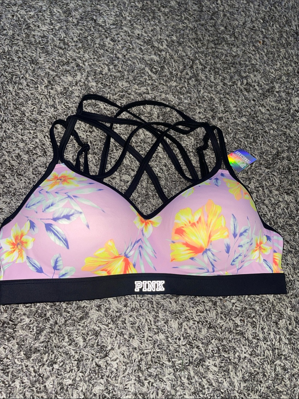 NWT PINK Victoria's Secret Ultimate Sports Strappy Push-Up Bra (M)
